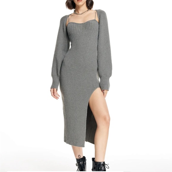 Gray Cider Sweater Dress - Picture 1 of 6